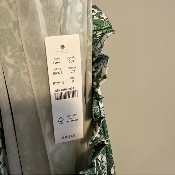 NWT J. Crew Green Blue Floral Maxi Dress Medium - Picture 14 of 15